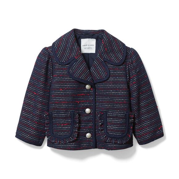 Janie and Jack Bouclé Ruffle Pocket Jacket - Picture 2 of 10